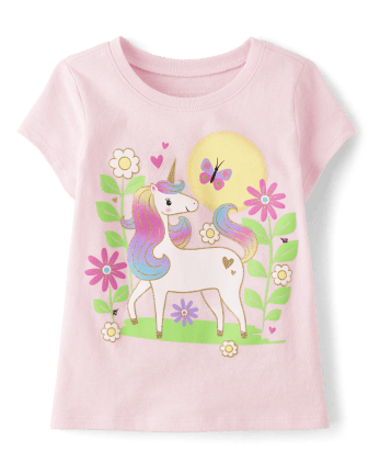 Baby And Toddler Girls Unicorn Graphic Tee