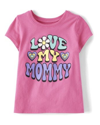 Baby And Toddler Girls Short Sleeve Love My Mommy Graphic Tee | The ...