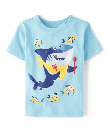 Baby And Toddler Boys Short Sleeve Hungry Shark Graphic Tee