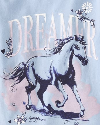 T-shirt graphique Dreamer Horse pour filles