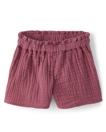 Toddler Girls Gauze Paperbag Waist Shorts