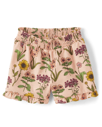 Toddler Girls Floral Ruffle Paperbag Waist Shorts