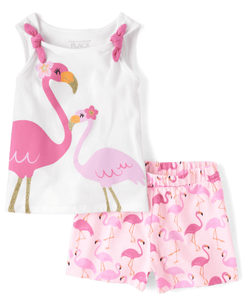 Toddler Girls Flamingo 2-Piece Outfit Set