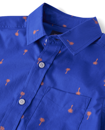 Camisa con botones de popelín con palmeras para niño