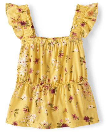 Camiseta sin mangas con peplum floral para niñas