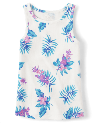 Girls Print Ribbed Tank Top