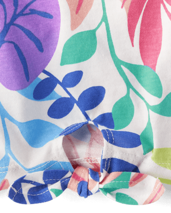 Top sin mangas con estampado de hojas tropicales para niñas