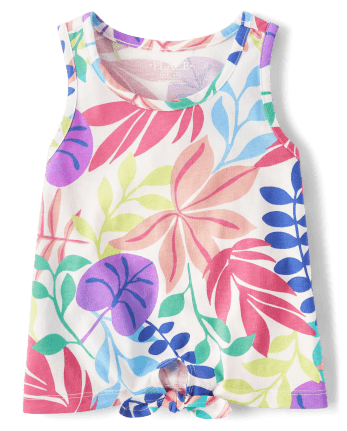 Top sin mangas con estampado de hojas tropicales para niñas