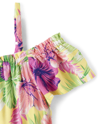 Vestido tropical escalonado para niñas mami y yo