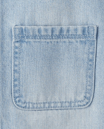 Girls Patch Pocket Denim Skirtall - CLOUDLESS WASH