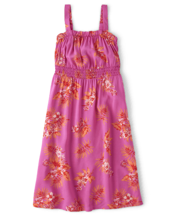 Robe débardeur midi tropicale pour fille