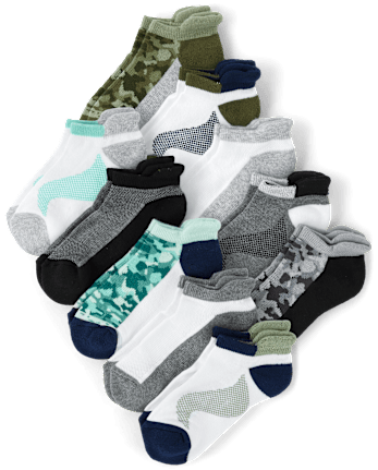 Boys Colorblock Cushioned Ankle Socks 10-Pack