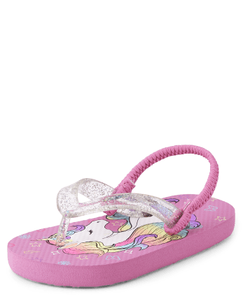 Toddler Girls Glitter Unicorn Flip Flops