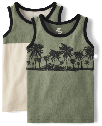 Baby And Toddler Boys Palm Tree Tank Top 2-Pack