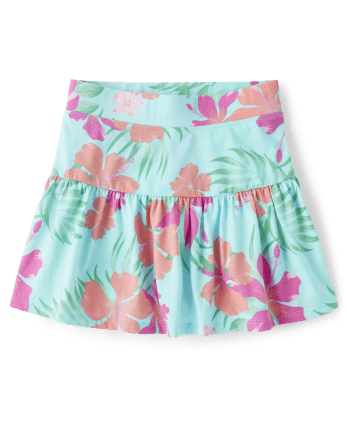 Falda pantalón escalonada con estampado para niñas
