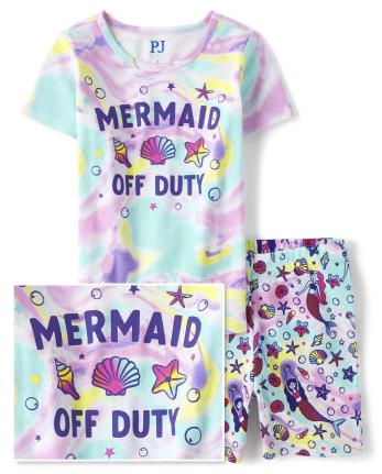 Girls Mermaid Snug Fit Cotton Pajamas