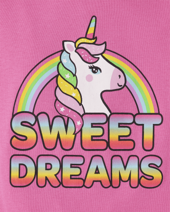 Girls Sweet Dreams Unicorn Snug Fit Cotton Pajamas