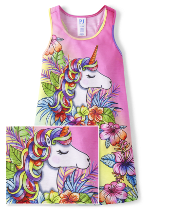 Girls Tropical Unicorn Nightgown