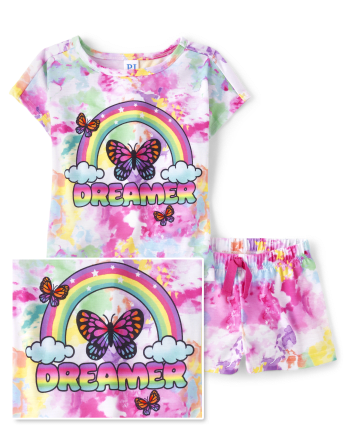 Girls Rainbow Tie Dye Dreamer Pajamas