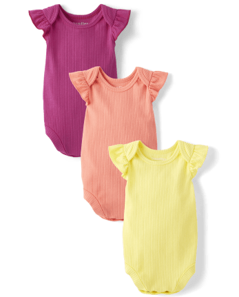 Baby Girls Ribbed Bodysuit 3-Pack