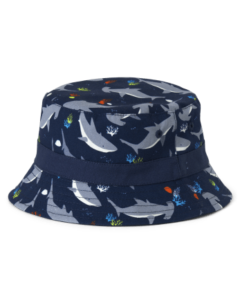 The Children's Place Toddler Boys Shark Bucket Hat | Size Medium/Large (3-5T) | Blue | 100% Cotton
