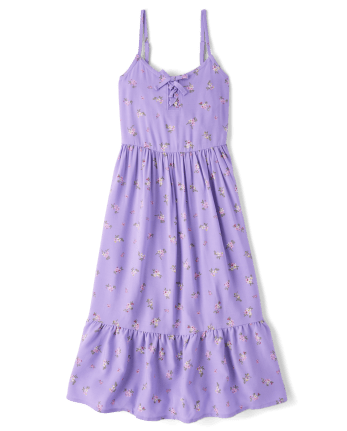 Girls Floral Maxi Ruffle Dress