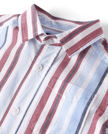 Baby And Toddler Boys Striped Poplin Button Up Shirt