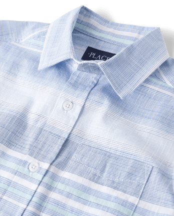 Camisa con botones de cambray a rayas para niños