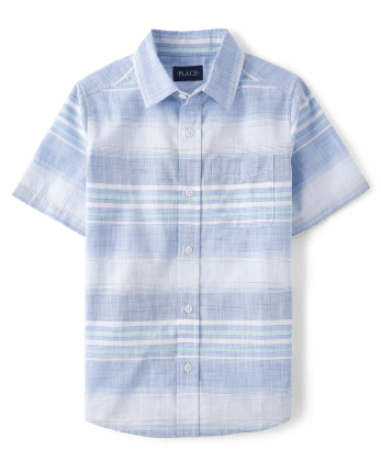 Camisa con botones de cambray a rayas para niños