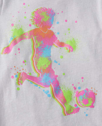 Girls Paint Splatter Soccer Player Graphic Tee