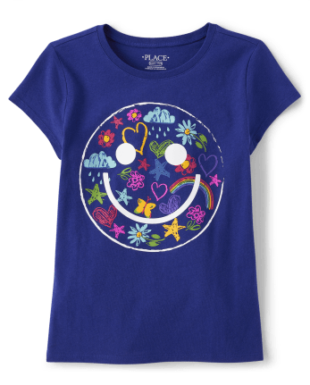 Girls Icon Happy Face Graphic Tee