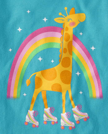 Baby And Niños pequeños Niña Giraffe Roller Skate Camisetas estampadas