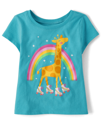 Baby And Niños pequeños Niña Giraffe Roller Skate Camisetas estampadas