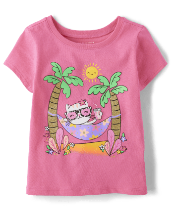 Baby And Ninos pequenos Nina Shorts Manga Gato Hamaca Camisetas estampadas IN THE PINK The Children s Place