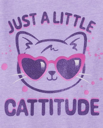 Baby And Toddler Girls Cattitude Graphic Tee