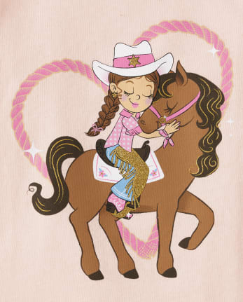 Camiseta con estampado de caballo para bebés y niñas pequeñas