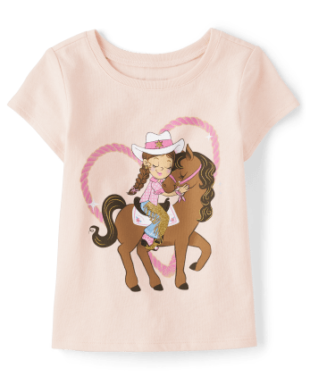 Baby And Toddler Girls Horse Graphic Tee