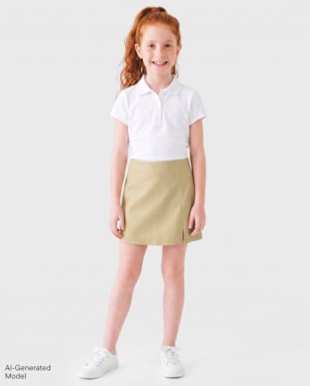 Girls Uniform Ponte Knit A Line Skort - SANDY