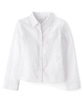 Girls Uniform Poplin Button Up Shirt