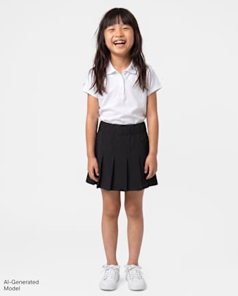 Girls Uniform Quick Dry Pleated Skort - BLACK