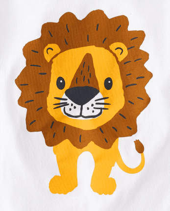 Kid Boy Animal Lion Embroidered Patch Short-sleeve Pique Tee