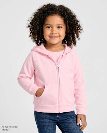 Sweat à capuche zippé en molleton pour petites filles - SHELL
