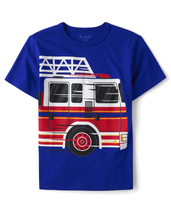 Camisetas estampadas camión de bomberos para niño
