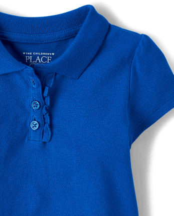 Toddler Girls Uniform Ruffle Soft Stretch Pique Polo 3-Pack - MULTI CLR