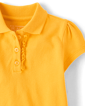 Toddler Girls Uniform Ruffle Soft Stretch Pique Polo 3-Pack - MULTI CLR