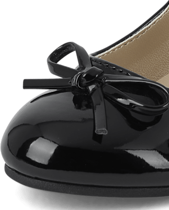 Chaussures à petits talons en similicuir verni avec nœud pour petites filles