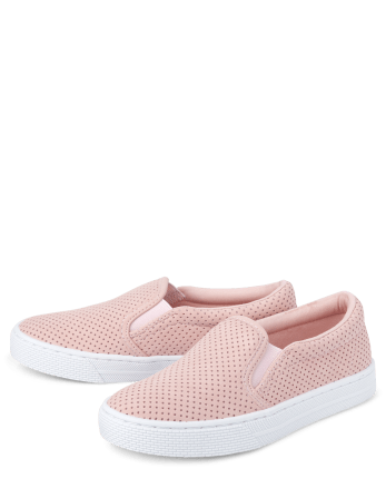 Girls Perforated Slip On Sneakers