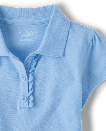Girls Uniform Soft Stretch Ruffle Polo 3-Pack - DAYBREAK
