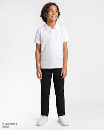 Boys Uniform Quick Dry Skinny Premium Chino Pants - BLACK