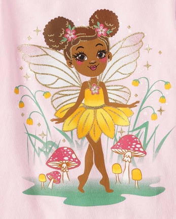 Camiseta con estampado de hadas para bebés y niñas pequeñas